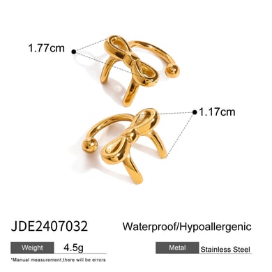 1 Paar Simple Series Sweet Bow Knot Edelstahl 18 Karat vergoldet Damen Clip-on Ohrringe h5 Bild2