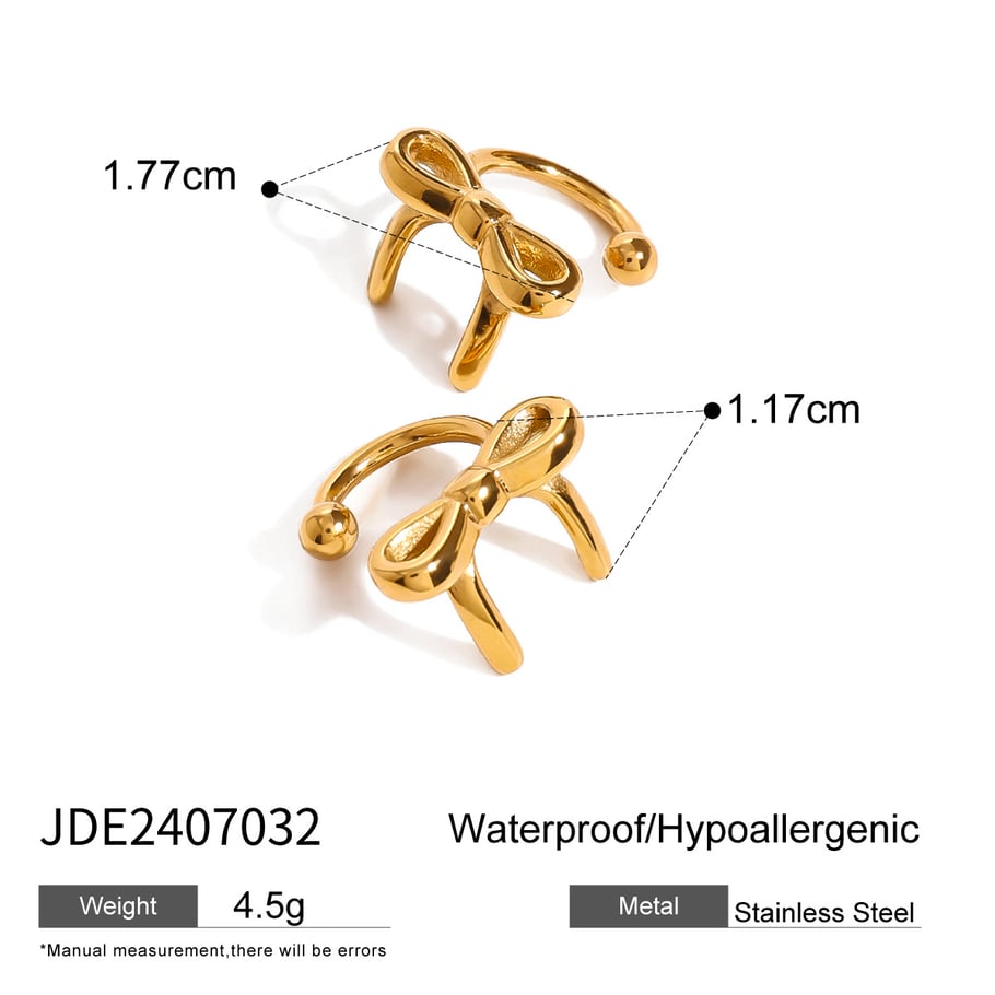 1 Paar Simple Series Sweet Bow Knot Edelstahl 18 Karat vergoldet Damen Clip-on Ohrringe Bild2