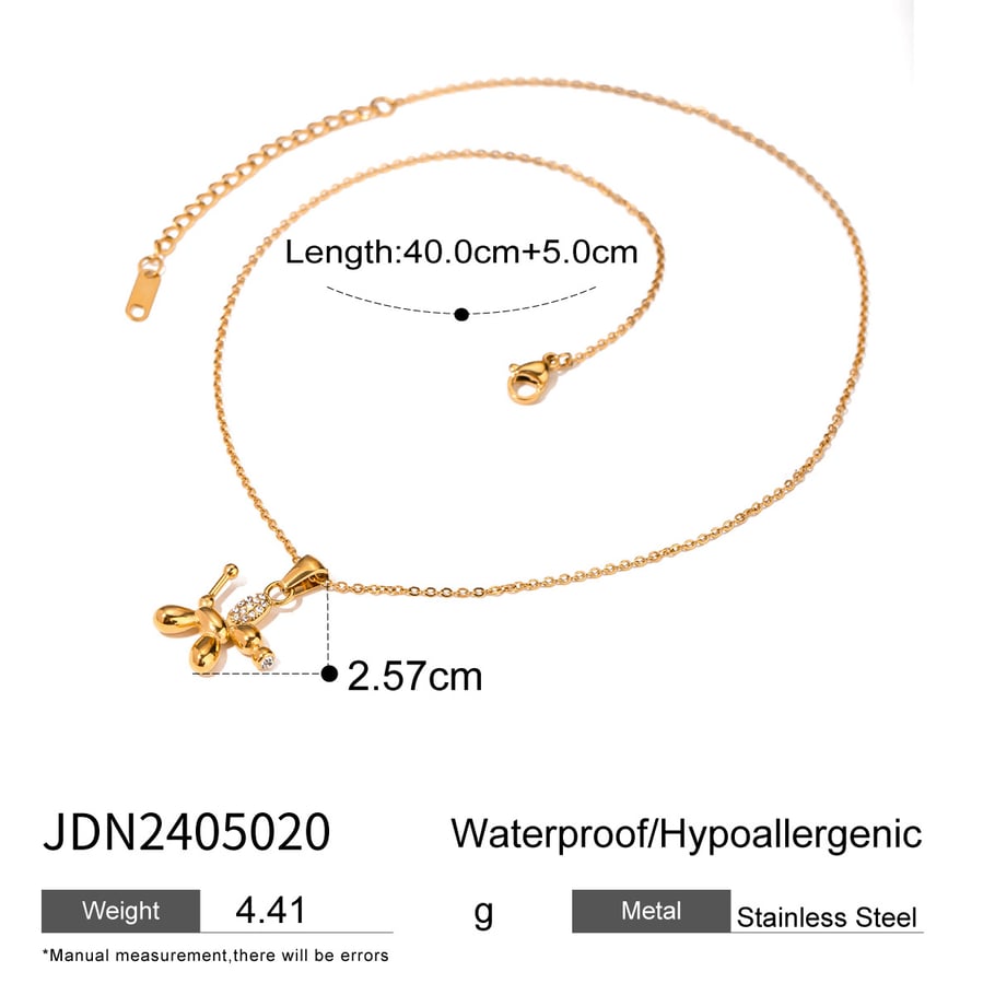 1 Piece Simple Series Cute Animal Stainless Steel 18K Gold Plated Rhinestone Women Pendant necklaces Picture2
