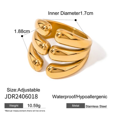 1 Pair Simple Series ins style Geometric Stainless Steel 18K Gold Plated Women Adjustable Rings h5 Picture2