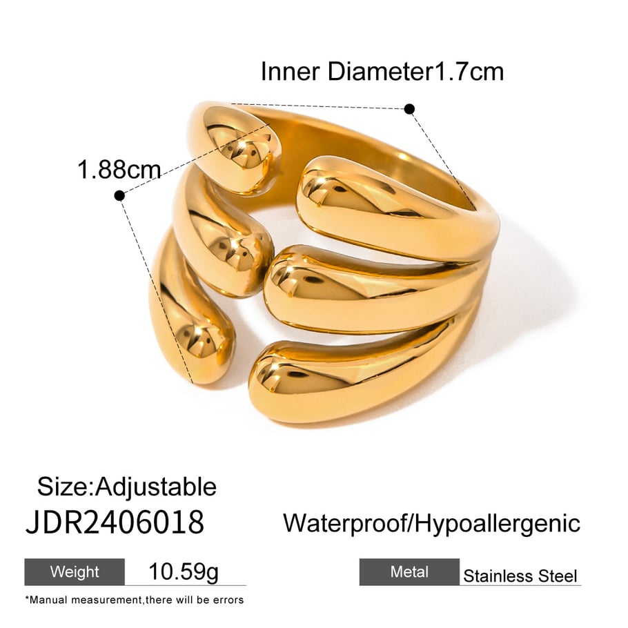 1 Pair Simple Series ins style Geometric Stainless Steel 18K Gold Plated Women Adjustable Rings Picture2
