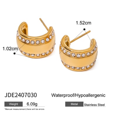 1 Paar Simple Series Ins Style Geometrischer Edelstahl 18 Karat vergoldet Strass Damen Ohrstecker h5 Bild2