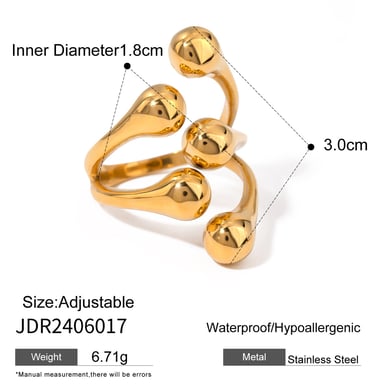 1 pair simple series  style geometric stainless steel  gold plated women adjustable rings h5 Picture2