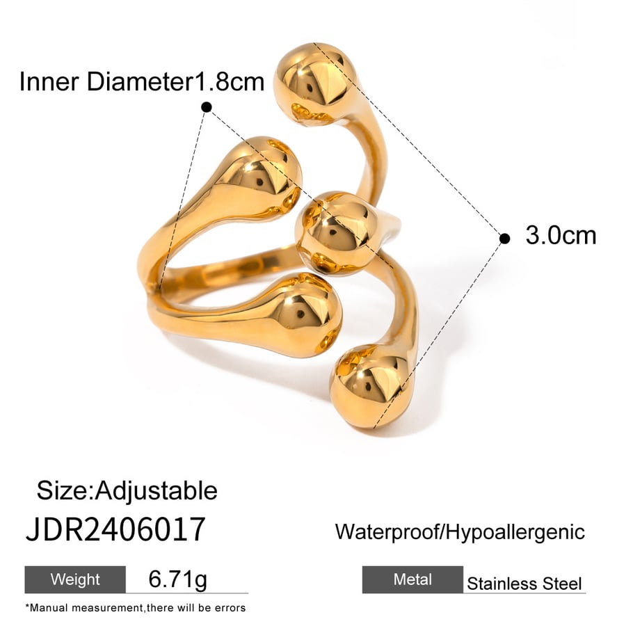 1 pair simple series  style geometric stainless steel  gold plated women adjustable rings Picture2