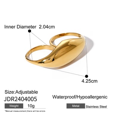 1 Paar Simple Series Ins Style Geometrischer Edelstahl 18 Karat vergoldet Verstellbare Damenringe h5 Bild2
