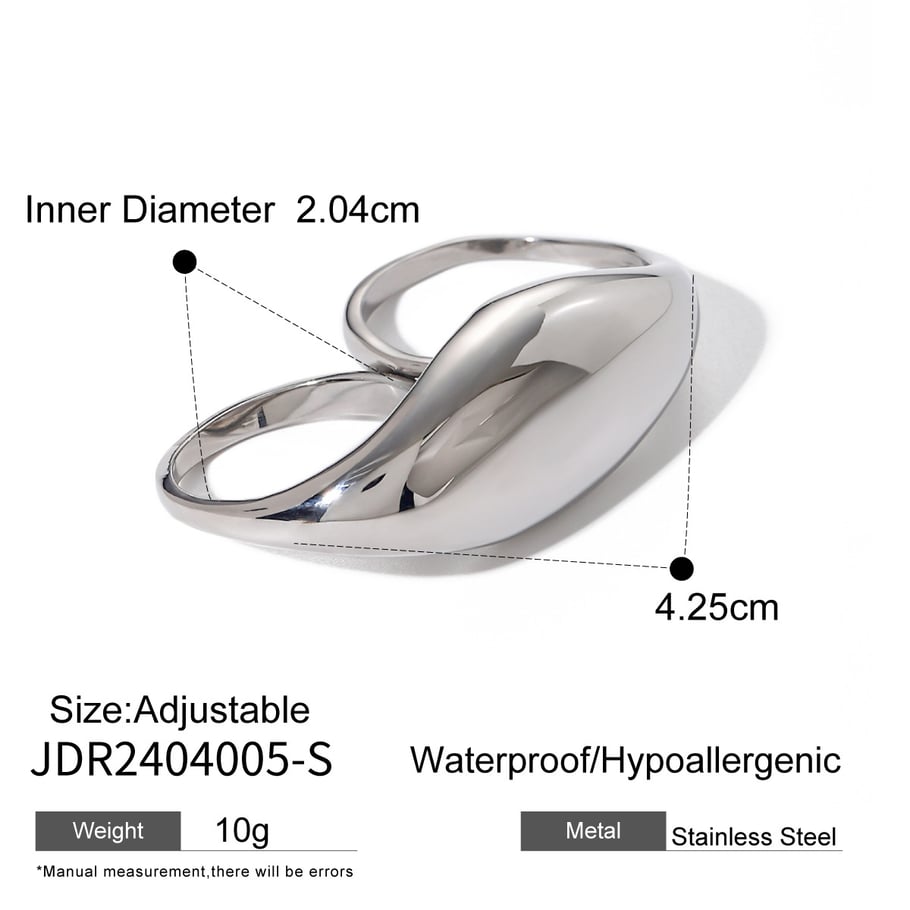 1 Stück geometrischer Edelstahl vergoldeter verstellbarer Damenring Bild2