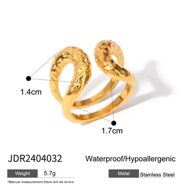1 Paar Simple Series Einfache geometrische Edelstahl 18 Karat vergoldete verstellbare Damenringe h5 Bild2