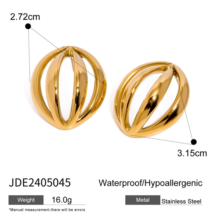 1 Pair Simple Series Simple Geometric Stainless Steel 18K Gold Plated Women Stud Earrings Picture2