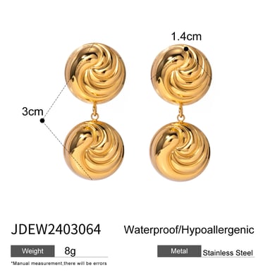 1 Pair Simple Series Retro line Stainless Steel 18K Gold Plated Women Drop Earrings h5 Picture2
