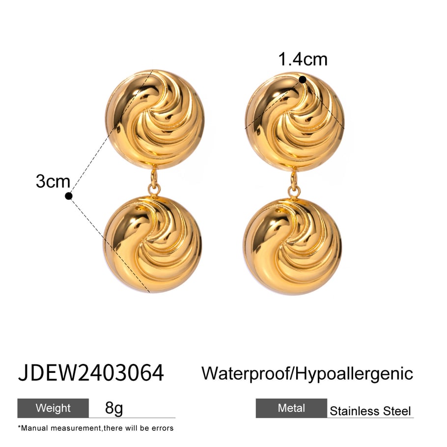1 Pair Simple Series Retro line Stainless Steel 18K Gold Plated Women Drop Earrings Picture2