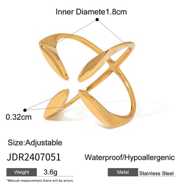 1 Paar Simple Series Einfache geometrische Edelstahl 18 Karat vergoldete verstellbare Damenringe h5 Bild2