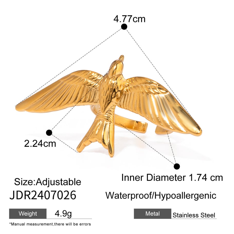1 Pair Simple Series ins style Animal Stainless Steel 18K Gold Plated Women Adjustable Rings Picture2