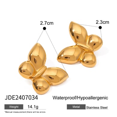 1 Pair Simple Series ins style Butterfly Stainless Steel 18K Gold Plated Women Earrings set h5 Picture2