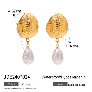1 Pair Simple Series Elegant Turtle Stainless Steel 18K Gold Plated Artificial Pearl Women Drop Earrings h5 Picture2