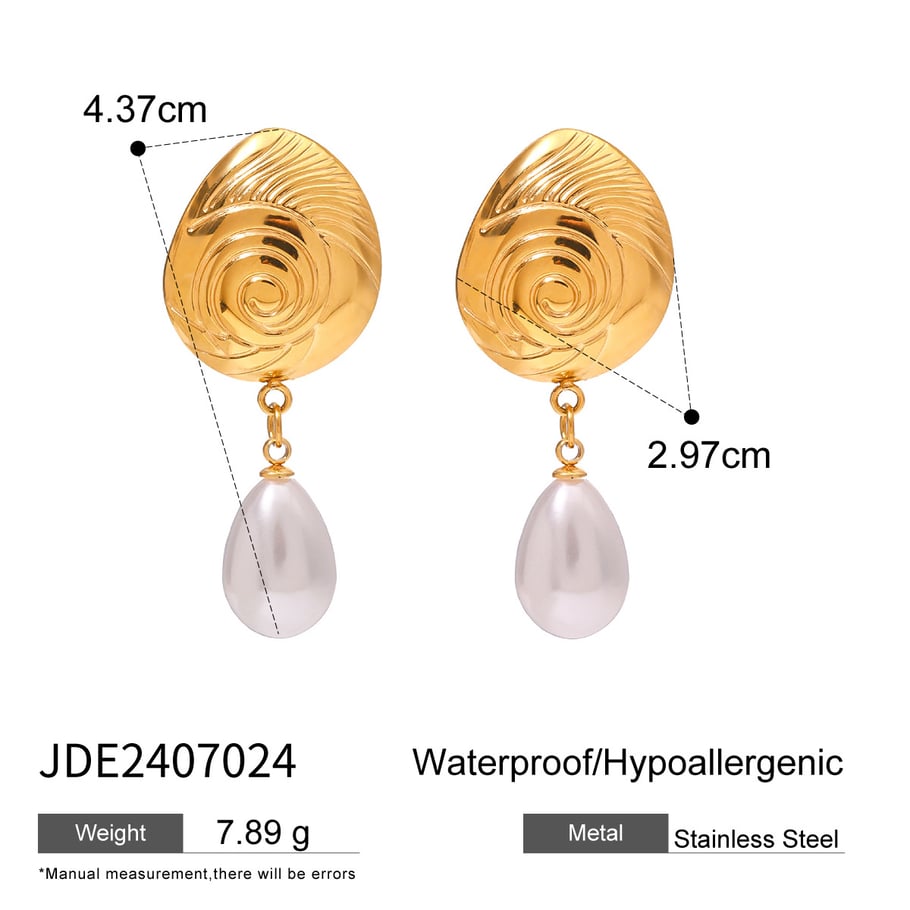 1 Pair Simple Series Elegant Turtle Stainless Steel 18K Gold Plated Artificial Pearl Women Drop Earrings Picture2