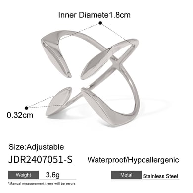 1 Paar Simple Series Einfache geometrische Edelstahl 18 Karat vergoldete verstellbare Damenringe h5 Bild2