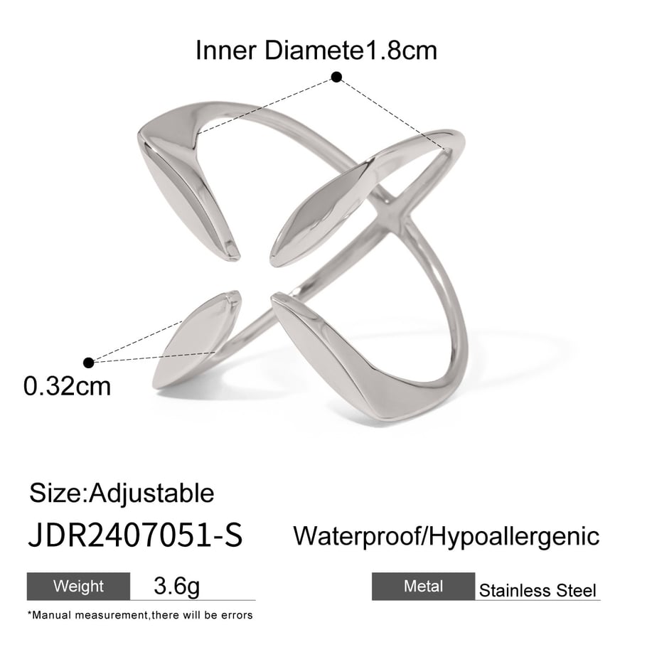 1 Paar Simple Series Einfache geometrische Edelstahl 18 Karat vergoldete verstellbare Damenringe Bild2