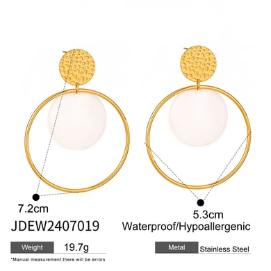 1 Pair Simple Series Simple Geometric Stainless Steel 18K Gold Plated Shell Women Drop Earrings h5 Picture2