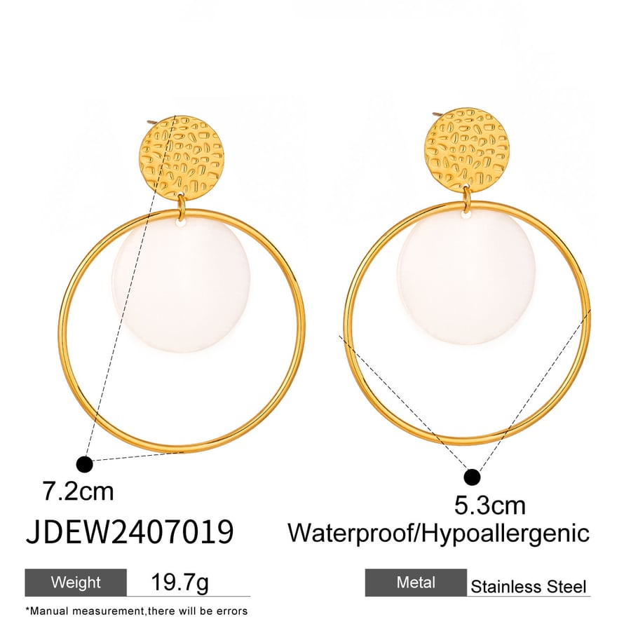 1 Pair Simple Series Simple Geometric Stainless Steel 18K Gold Plated Shell Women Drop Earrings Picture2