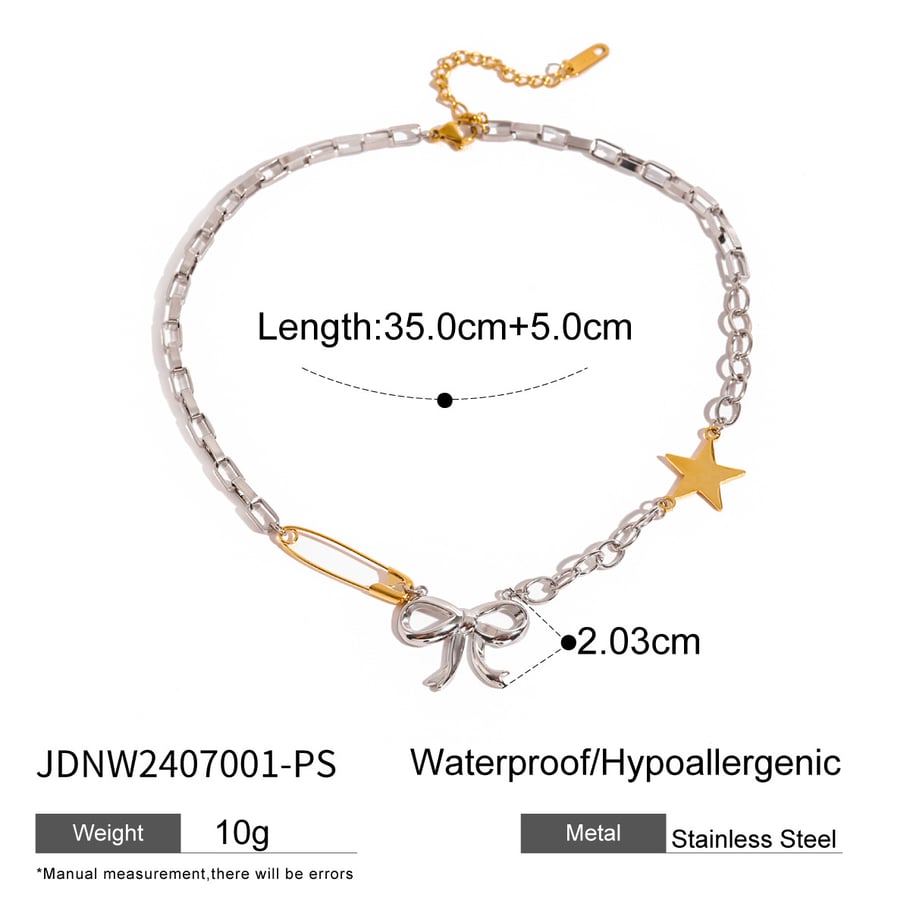 1 Piece Simple Series Retro Bow Knot Stainless Steel 18K Gold Plated Women Pendant necklaces Picture2