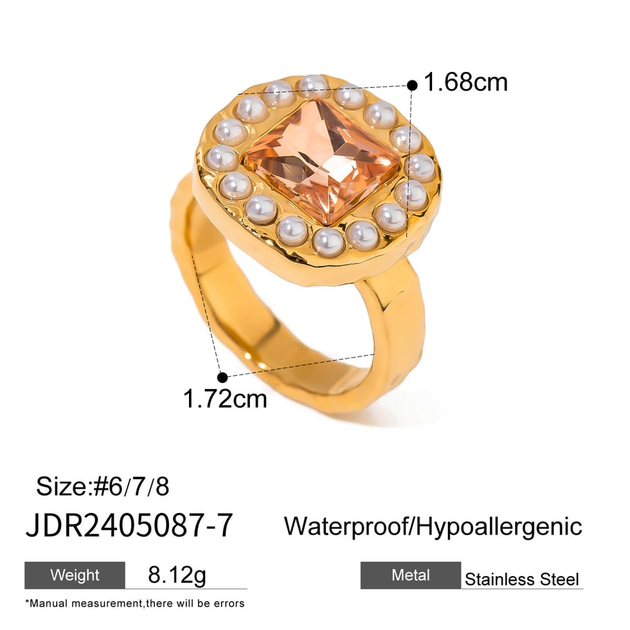 1 Paar Luxuriöse Serie Retro Geometrische Künstliche Perlen 18K Vergoldet Strass Frauen Einzelner Ring Bild2