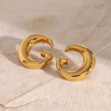 1 Pair Simple Series ins style Geometric Stainless Steel 18K Gold Plated Women Stud Earrings h5 