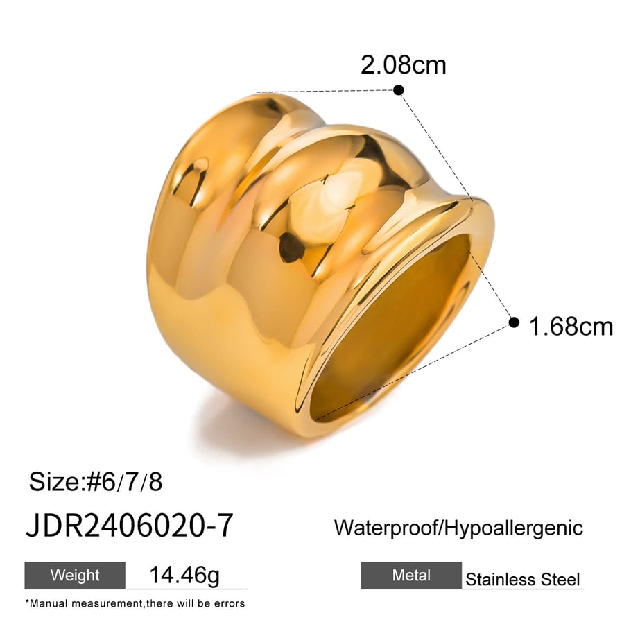 1 Pair Simple Series ins style Solid Color Stainless Steel 18K Gold Plated Women Single Ring Picture2