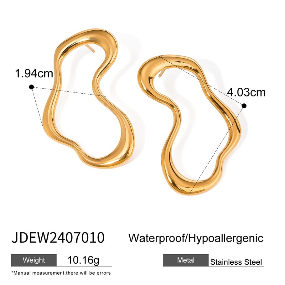 1 Pair Simple Series Simple Geometric Stainless Steel 18K Gold Plated Women Stud Earrings Picture2