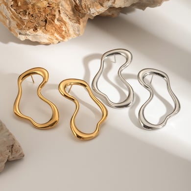 1 Paar Simple Series Einfache geometrische Ohrstecker aus Edelstahl mit 18 Karat Vergoldung für Damen h5 