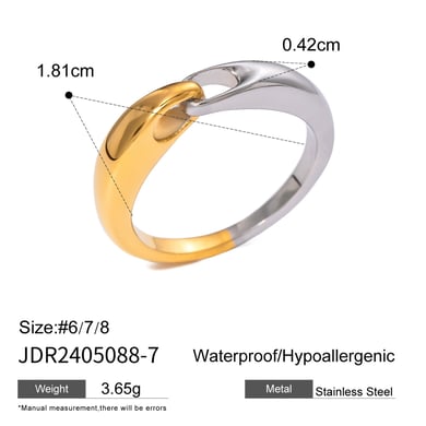 1 Paar Simple Series Ins Style Geometrischer Edelstahl 18 Karat vergoldeter Damen-Einzelring h5 Bild2