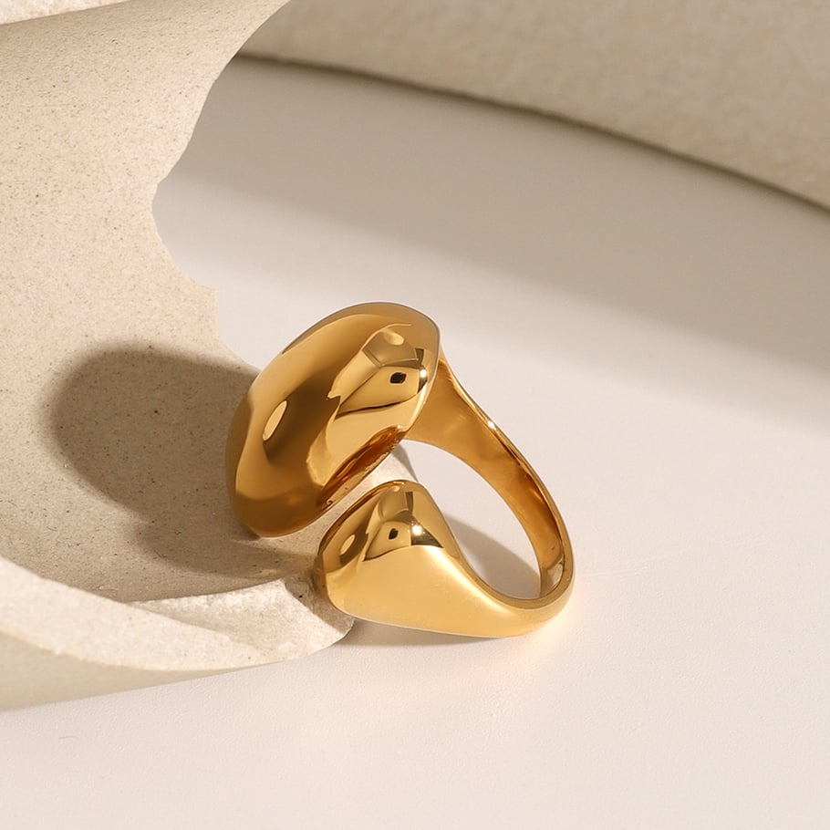 1 Paar Simple Series Ins Style Geometrischer Edelstahl 18 Karat vergoldet Verstellbare Damenringe 