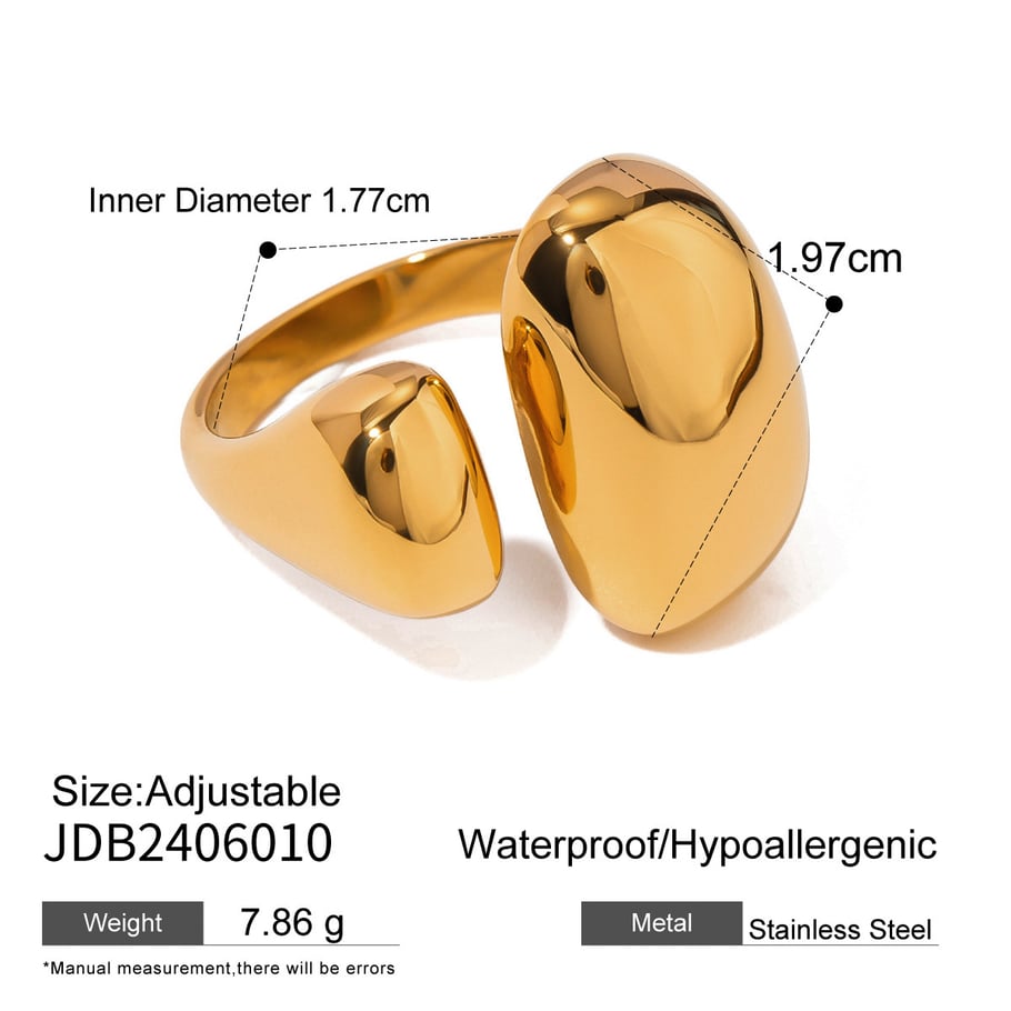 1 Paar Simple Series Ins Style Geometrischer Edelstahl 18 Karat vergoldet Verstellbare Damenringe Bild2