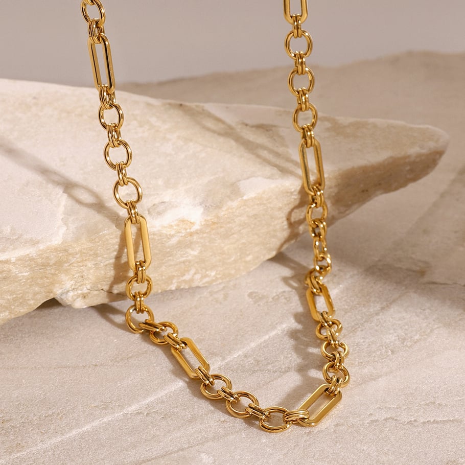 1 Stück Simple Series Klassische Kette Edelstahl 18 Karat vergoldet Damen Kettenhalsketten 