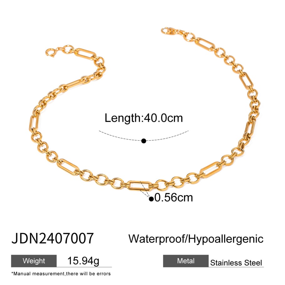 1 Stück Simple Series Klassische Kette Edelstahl 18 Karat vergoldet Damen Kettenhalsketten Bild2