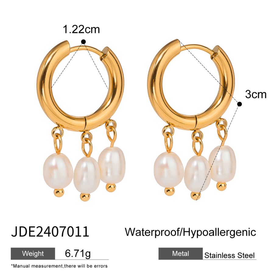 1 Pair Simple Series Retro Tassel Stainless Steel 18K Gold Plated Artificial Pearl Women Drop Earrings Picture2