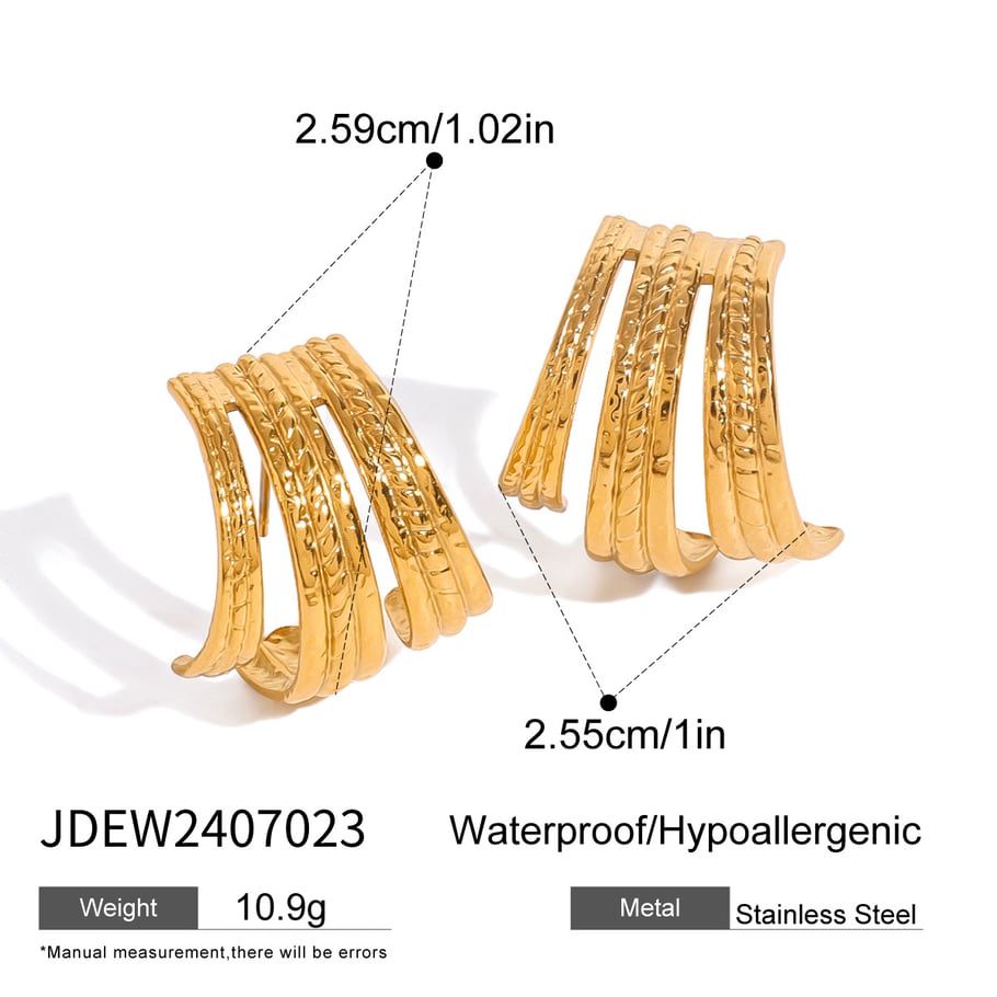 1 Pair Simple Series Retro Geometric Stainless Steel 18K Gold Plated Women Stud Earrings Picture2