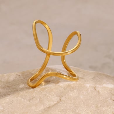 1 Paar Simple Series Simple Line Edelstahl 18 Karat vergoldete verstellbare Damenringe h5 