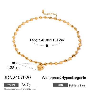 1 Piece Simple Series Simple Heart Stainless Steel 18K Gold Plated Women Beaded necklaces h5 Picture2