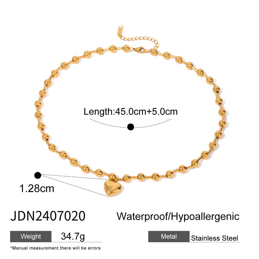 1 Piece Simple Series Simple Heart Stainless Steel 18K Gold Plated Women Beaded necklaces Picture2