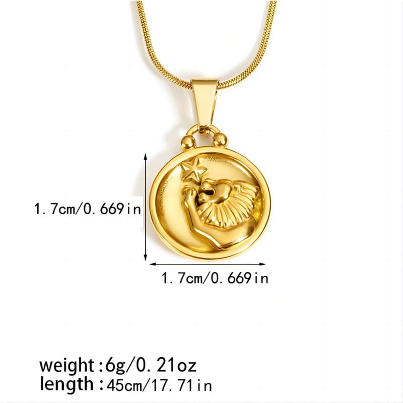 1 piece of classic fashion  gold-plated stainless steel 12 constellation pendant necklace for women's jewelry for daily wear Picture2