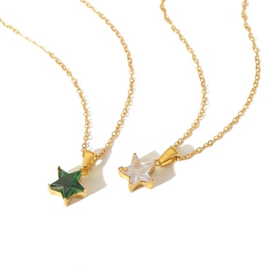 1. Simple and stylish 18k gold-plated stainless steel geometric star pendant necklace for women to wear daily h5 Picture2