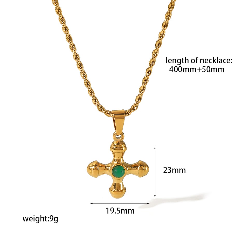 1 Pair Simple Series Retro Cross 18K Gold Plated Artificial Gemstone Women Earrings Set Picture2
