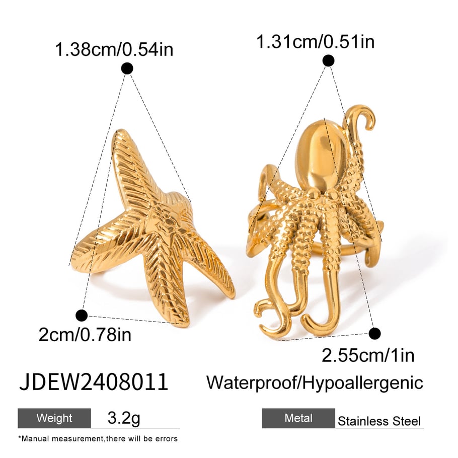 1 Pair Simple Series Vacation Turtle Stainless Steel 18K Gold Plated Women Clip-on earrings Picture2