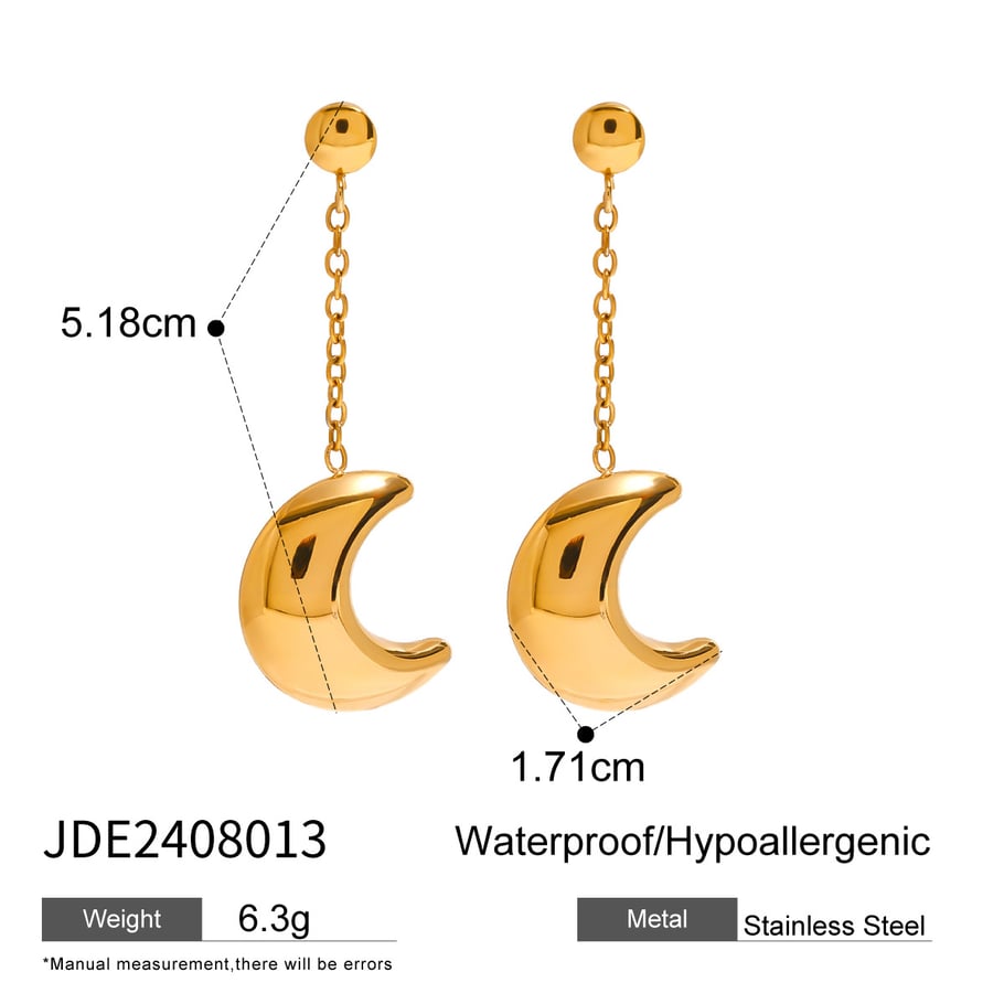1 Paar Simple Series Simple Sonne/Mond Edelstahl 18 Karat vergoldet Damen Tropfenohrringe Bild2