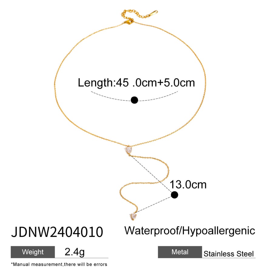 1 Piece Simple Series Simple Droplet Stainless Steel 18K Gold Plated Rhinestone Women Pendant necklaces Picture2