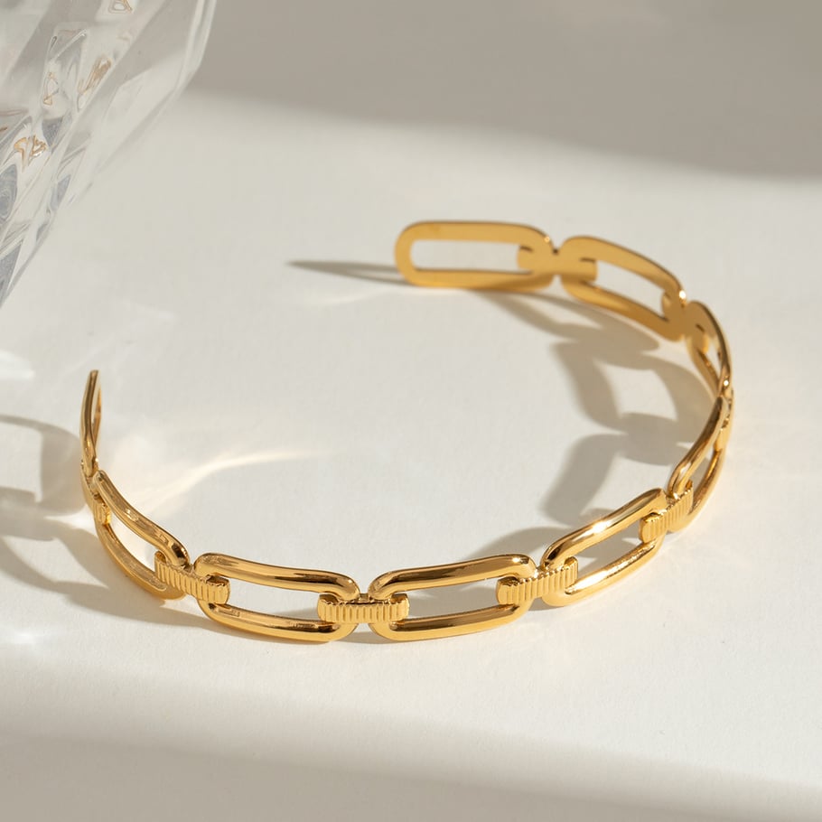 1 Piece Simple Series Classic Twist Stainless Steel 18K Gold Plated Women Bangles 