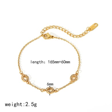 1 Stück elegantes, klassisches Perlenarmband aus kubanischem Edelstahl mit 18 Karat Goldbeschichtung für Damen, Schmuck für den Alltag h5 Bild2