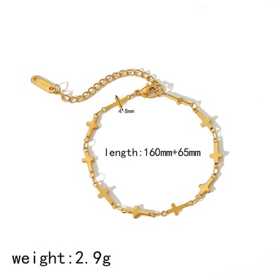 1 pair of stylish simple 18k gold-plated stainless steel cross love star chain bracelet women's jewelry daily wear h5 Picture2