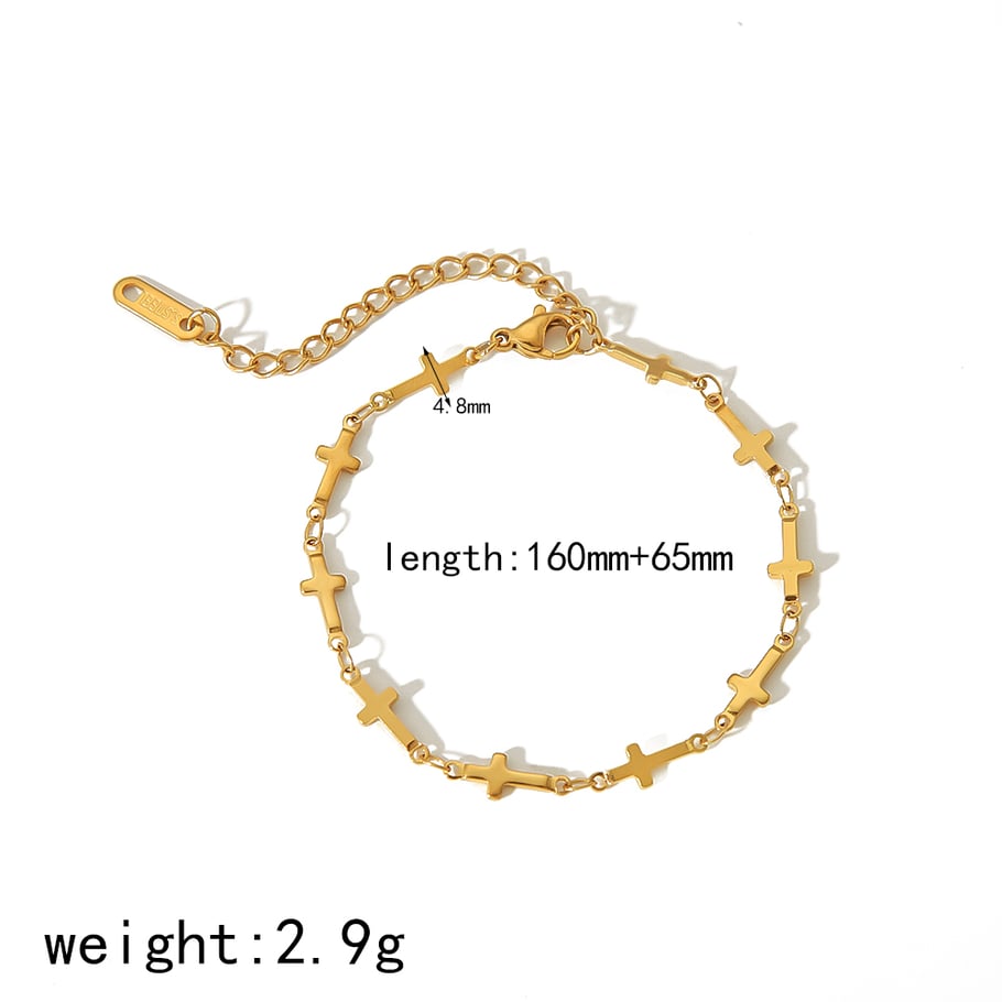 1 pair of stylish simple 18k gold-plated stainless steel cross love star chain bracelet women's jewelry daily wear Picture2