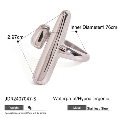 1 Piece Casual Geometric Stainless Steel Gold Color Women's Adjustable Rings h5 Picture2